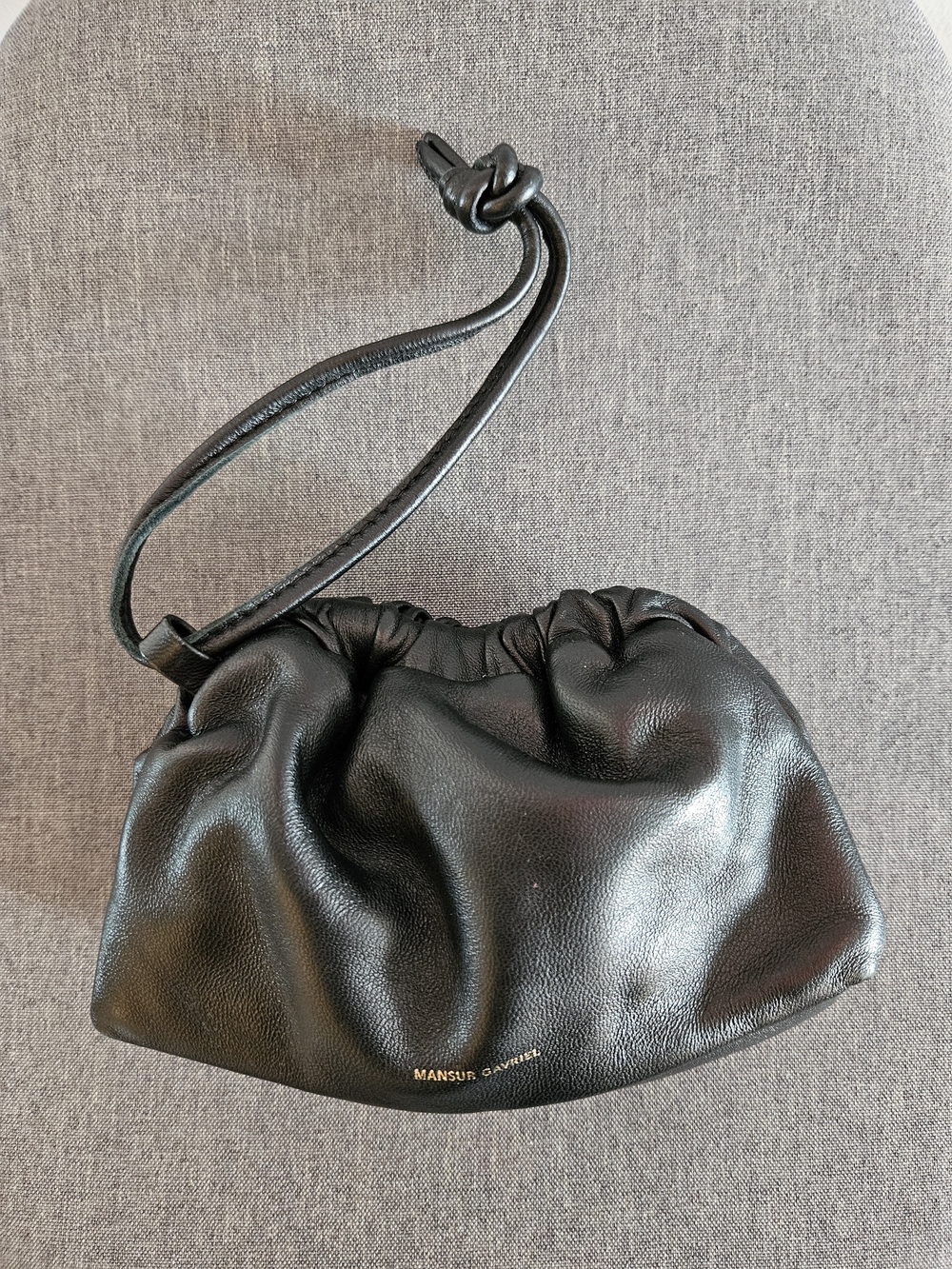 Mansur Gavriel Black Leather Cloud Clutch Wristlet